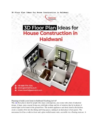 3D Floor Plan Ideas for House Construction in Haldwani