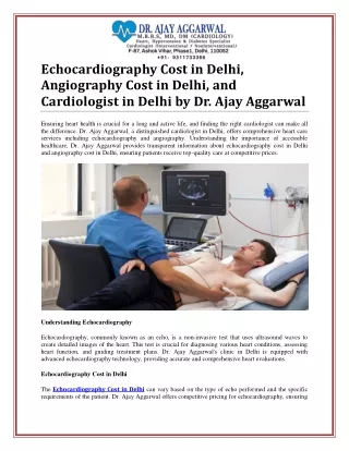 Echocardiography Cost in Delhi: An Insight into Heart Health Diagnostics