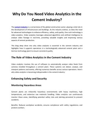 Why Do You Need Video Analytics in the Cement Industry