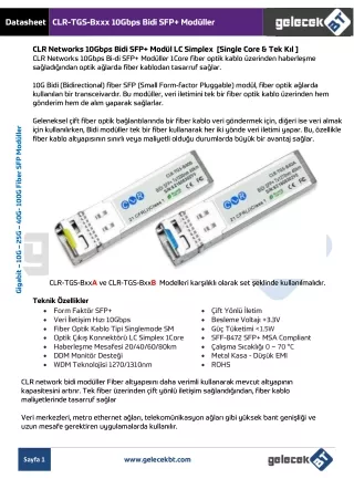 CLR-TGS-Bidi 10Gbps Bidi Tek Kıl SFP Fiber Optik Modül GelecekBT