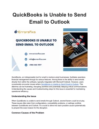 QuickBooks is Unable to Send Email to Outlook