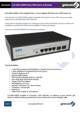 CLR-SWG-2906P 4Port POE Switch - GelecekBT