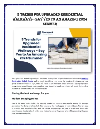 5 Trends for Upgraded Residential Walkways - Say Yes to An Amazing 2024 Summer