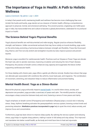 Integrating Yoga into Daily Life: Simple Practices for Sustained Health Benefits