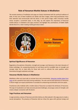 Role of Hanuman Marble Statues in Meditation