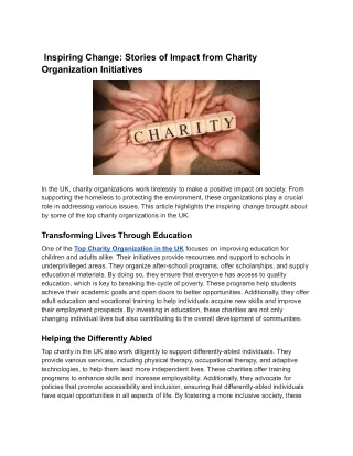 Inspiring Change_ Stories of Impact from Charity Organization Initiatives