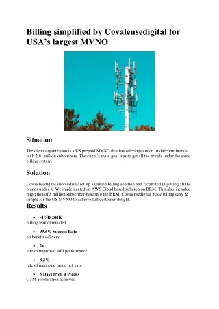 Billing simplified by Covalensedigital for USA’s largest MVNO