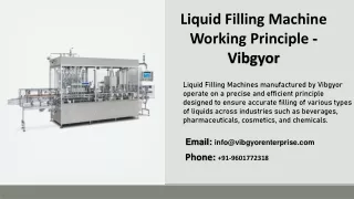 Liquid Filling Machine Working Principle - Vibgyor