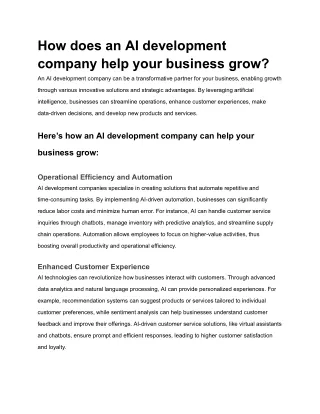 How does an AI development company help your business grow?