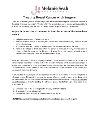 Treating Breast Cancer with Surgery