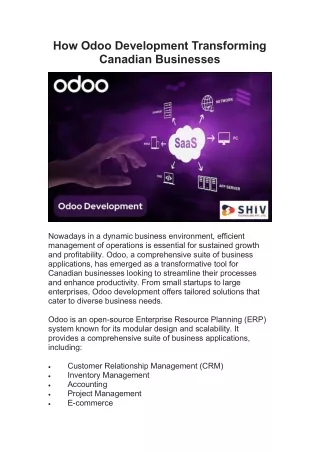 Transform Your Canadian Business with Odoo Development Solutions