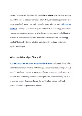 How Can Small Businesses Benefit from a WhatsApp Chatbot?