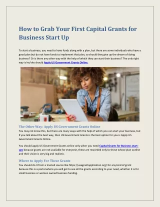 How to Grab Your First Capital Grants for Business Start Up