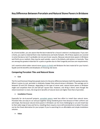 Key Difference Between Porcelain and Natural Stone Pavers in Brisbane