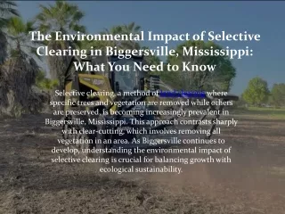 The Environmental Impact of Selective Clearing in Biggersville, Mississippi, What You Need to Know