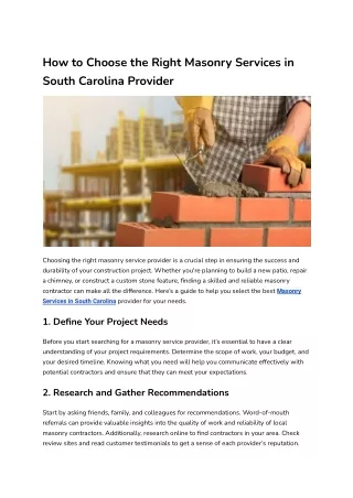 How to Choose the Right Masonry Service Provider