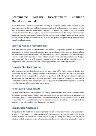 Ecommerce Website Development_ Common Mistakes to Avoid