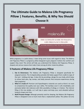 The Ultimate Guide to Malena Life Pregnancy Pillow  Features, Benefits, & Why You Should Choose It