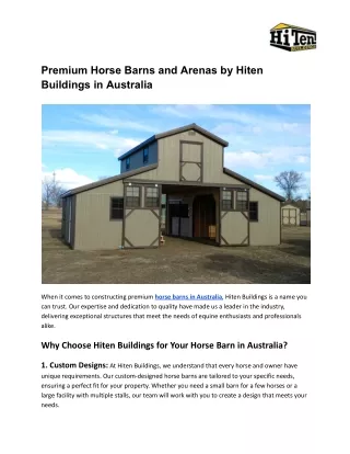 Premium Horse Barns and Arenas by Hiten Buildings in Australia