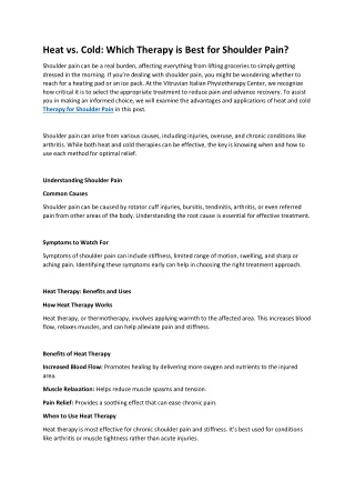 Heat vs. Cold Which Therapy is Best for Shoulder Pain