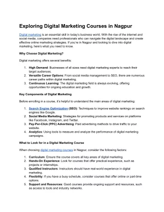 Exploring Digital Marketing Courses in Nagpur