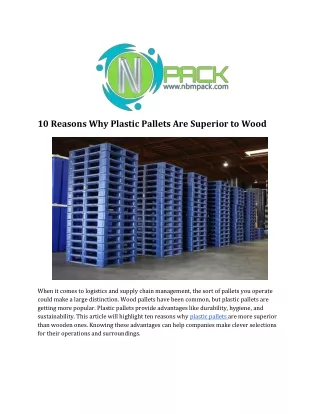 10 Reasons Why Plastic Pallets Are Superior to Wood