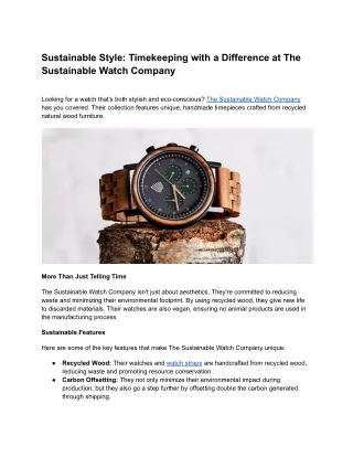 Sustainable Style_ Timekeeping with a Difference at The Sustainable Watch Company