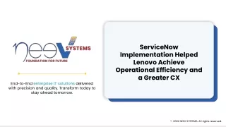 ServiceNow Implementation Helped Lenovo Achieve Operational Efficiency and a Greater CX - Neev Systems Case Study