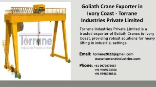 Goliath Crane Exporter in Ivory Coast - Torrane Industries Private Limited