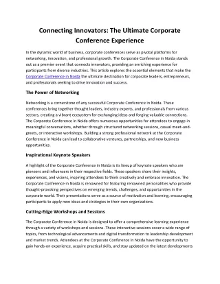 Connecting Innovators: The Ultimate Corporate Conference Experience