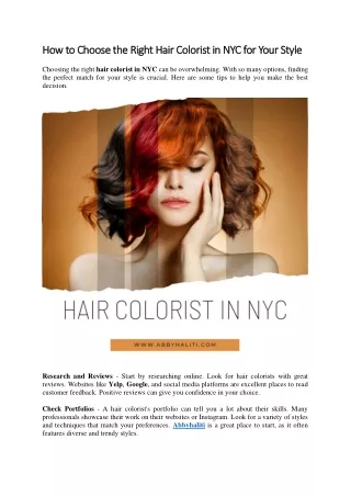 How to Choose the Right Hair Colorist in NYC for Your Style