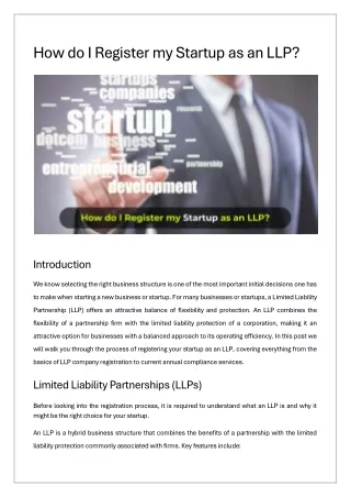 How do I Register my Startup as an LLP?