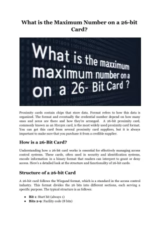 What is the Maximum Number on a 26-bit Card?