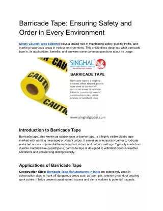 Safety Caution Tape Exporter