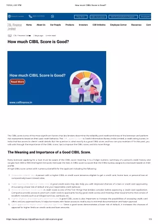 How much CIBIL Score is Good