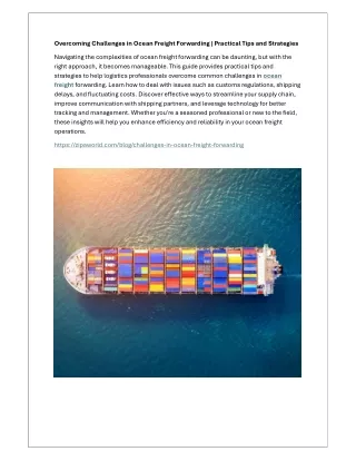 Overcoming Challenges in Ocean Freight Forwarding | Practical Tips and Strategie