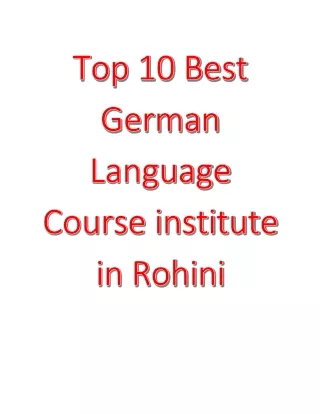 10 Best German Language Course institute in Rohini