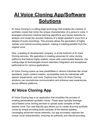AI Voice Cloning App_Software Solutions - Osiz Technologies