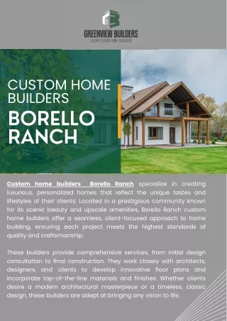 Custom home builders Borello Ranch