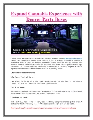 Expand Cannabis Experience with Denver Party Buses