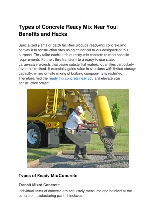 Types of Concrete Ready Mix Near You_ Benefits and Hacks