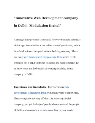 "Innovative Web Development company  in Delhi | Modulation Digital"