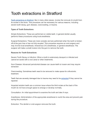 Tooth extractions in Stratford