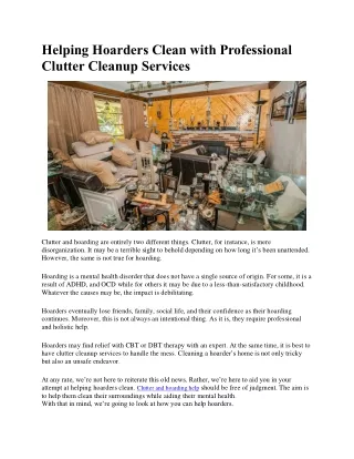 Helping Hoarders Clean with Professional Clutter Cleanup Services