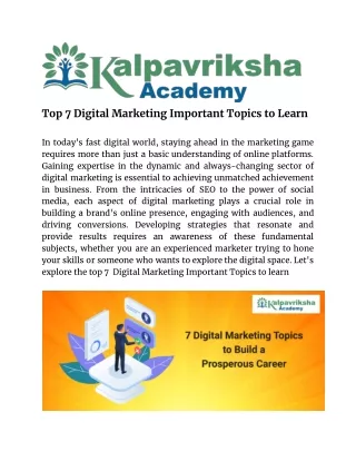 Top 7 Digital Marketing Important Topics to Learn