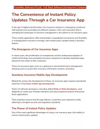 The Convenience of Instant Policy Updates Through a Car Insurance App
