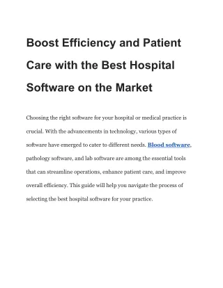 Boost Efficiency and Patient Care with the Best Hospital Software on the Market