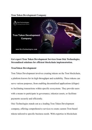 Tron Token Development Company