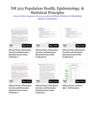 NR 503 Population Health, Epidemiology, & Statistical Principles