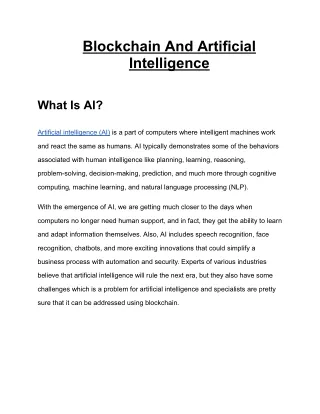 Blockchain And Artificial Intelligence - Osiz technologys